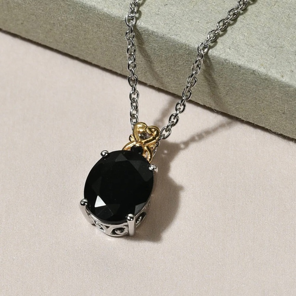 NWT Black Tourmaline & Black Spinel Pendant and 20” in Necklace in 14KYG & .925! - Picture 3 of 10